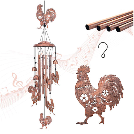 Chicken Wind Chimes Outdoor Chicken Gifts for Women/Men/Mom/Grandma Rooster Birthday Gifts Memorial Gift Metal WindChimes for Outside/Indoors, Home, Lawn, Porch, Patio, Garden Decor, Yard Decorations TIGGSY