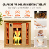 VEVOR 3 to 4 Person Far Infrared Wooden Sauna, Room Home Sauna Spa, Low EMF Far Infrared Hemlock Wood Sauna with Tempered Glass Door & Bluetooth Speakers & Chromotherapy Lights, 2580W Indoor VEVOR