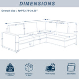 Mofolit 100“ L Shaped Couch with Reversible Chaise Sectional Sofa Corner Couches for Living Room,Apartment and Compact Spaces(Cream) Mofolit