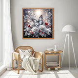 Gearock Butterfly Diamond Art Kits for Adults, 5D DIY White Rose Heart Beginners Diamond Painting Kits for Room Bedroom Living Room Bathroom Wall Decor 12x12 Inch Gearock