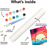 Fuinkqe 4 Pack Paint by Numbers for Adults and Kids Beginner, Landscape-Beach DIY Acrylic Painting Paint by Numbers Kits on Canvas for Kids Ages 4-8-12 Perfect for Gift Home Wall Decor(8x8in) Fuinkqe