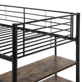 Harper & Bright Designs Low Loft Bed with Desk, Twin Size Metal Loft Bed Frame with Storage Shelves for Kids (Twin Size, Black) Harper & Bright Designs