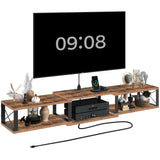 MAHANCRIS Floating TV Stand with Power Outlet, Wall-Mounted Entertainment Console Center with Storage, Floating TV Shelf for Under TV Storage, for Living Room, Bedroom, Rustic Brown TVHR103E01 MAHANCRIS