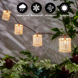 Decorative String Lights, 10 Incandescent Mini Bulbs with Natural Bamboo Woven Lampshade, 8.5Ft Connectable Waterproof Outdoor Lantern String Lights, Perfect for Patio, Garden Balcony, Pergola, Porch AVAMERY