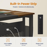 UPOSOJA 71 in Executive Desk with Power Outlets, Reversible L Shaped Computer Desk with File Drawers & Storage Shelves, Large Office Desk with Pegboard, Mobile CPU Stand, Modern Corner Desk (Walnut) UPOSOJA