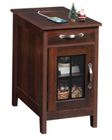 WLIVE End Table with Charging Station, Narrow Side Table for Living Room, Farmhouse Night Stand with Storage, Small Wooden Cabinet Nightstand with USB Ports and Outlets, 23.7" D x 13.78" W x 23.7" H WLIVE