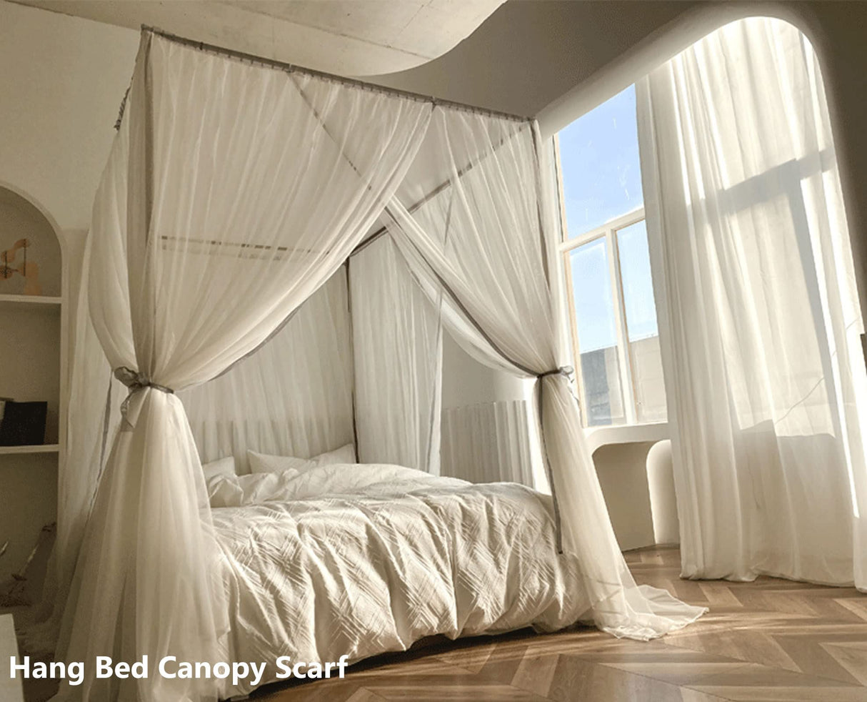 AIKASY Canopy Bed Frame - Stainless Steel, Full Size, Silver AIKASY