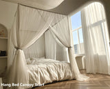 AIKASY Canopy Bed Frame - Stainless Steel, Full Size, Silver AIKASY