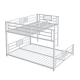 Heavy Duty Bunk Beds Twin Over Full Size, L-Shaped Bunk Bed with Full Length Guardrail and Ladder, Twin Over Full Bunk Bed on Box Spring Needed, White Bunk Bed Twin Over Full Bellemave