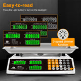 Price Computing Scale 88lb/40kg Commercial Food Scale for Produce Meat with Stainless Steel Large Platform, LCD Display, and Green Bright Backlight for Farmers Markets, Deli, （Not for Trade） BROMECH