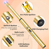 Navpeak Candle Lighter Long Neck Windproof Electric Rechargeable Arc Lighter for Light Candles Gas Stove Fireplace BBQ Kitchen Grills(Gold) Navpeak