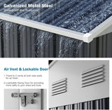 WELYAS 10x12 FT Metal Outdoor Storage Shed, Reinforced Frame Heavy Duty Large Waterproof Garden Tool Sheds with Unique Skylight Windows Air Vent for Patio Yard，Dark Grey WELYAS