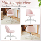 VINGLI Candy Chair Armless Cute Desk Chair,Comfy Small Office Chair with Wheels,Vanity Chair with Lumbar Support,Teddy Adjustable Rolling Swivel Computer Task Chair for Home Office,Bedroom,Gentle Pink VINGLI