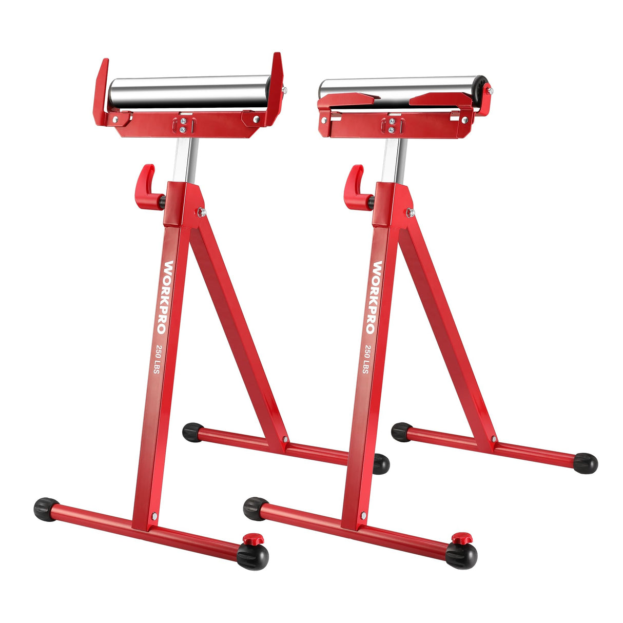 WORKPRO Folding Roller Stand Height Adjustable, Heavy Duty 250 LB Load Capacity, Outfeed Woodworking (Upgraded head) WORKPRO