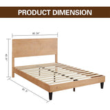 Mid Century Modern Solid Wood Platform Bed with Adjustable Headboard - Queen Size MUSEHOMEINC