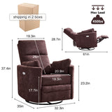 Power Swivel Glider Rocking Recliner,Electric Recliner Upholstered Nursery Chair Adult Rocking Chair with 2 Pillows for Living Room Bedroom(Coffee, Power-Driven) choairy