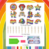 EVECILOO 12 Pieces Rainbow DIY Diamond Key Chain, 5D Diamond Art Ornaments, Pride Month Key Chains, Diamond Art Painting Ornaments with Tray Drill Pen for Gay Pride & LGBTQ Party Gift EVECILOO