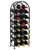 PAG 23 Bottles Arched Freestanding Floor Metal Wine Rack Wine Bottle Holders Stands, Black PAG