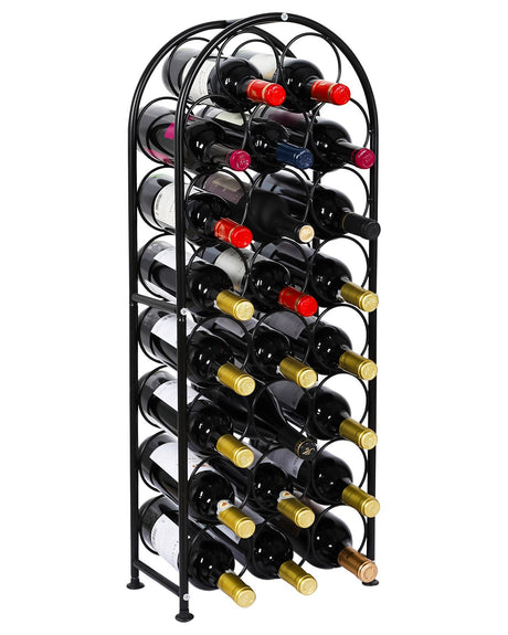 PAG 23 Bottles Arched Freestanding Floor Metal Wine Rack Wine Bottle Holders Stands, Black PAG