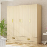 Homsee 66.9" H Modern Armoire Wardrobe Closet with 4 Doors and 2 Drawers, Clothing Storage Cabinet with 3-Tier Shelves and Hanging Rod for Bedroom, Light Brown Wood Grain Homsee