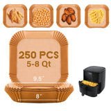 Golden Associate Disposable Paper Liner Square 250Pcs for 5 to 8 Qt Air Fryer Baskets, Non-stick Oil-proof Parchment Liner Cooking Paper Golden Associate