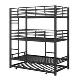 Harper & Bright Designs Triple Bunk Bed with Trundle, Metal Quad Bunk Beds Twin Over Twin, 3 Bunk Beds with 2 Ladders & Guardrails, Convertible Heavy Duty Steel Frame, Black Harper & Bright Designs