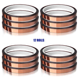 MEBMIK Heat Tape for Sublimation Transfer, Heat Resistant, Adhesive Transfer Tape, Thermal, No Residue, 12 Rolls 10mm x33m(108ft) MEBMIK