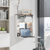 ARTETHYS Floating Vanity Desk with Mirror and Lights Small Wall Mounted Makeup Set with Storage White Farmhouse Dressing Table for Tiny Space ARTETHYS