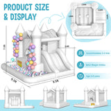 YARD White Bounce House, Inflatable Bounce House with Slide & Ball Pit for Kids 3-8, Bouncy House with Blower for Toddler Adult Indoor Outdoor Party, Wedding, Backyard, 9.5’x9.5’x7.5’ Bouncy Castle YARD