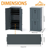 30 Cubic Ft. Vertical Resin Outdoor Storage Shed with Lockable Double Doors,Tall Storage Cabinet with 4 Shelves, Weather-Resistant Multi-Wall Panels,Storage Shed for Patio, Garden, Yard, Grey ZYJOYY