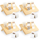 124 Pcs Wood earring card display wooden earring display stand 4 Set Jewelry stand holder with Card for Jewelry Selling(Wood Color) Marsui