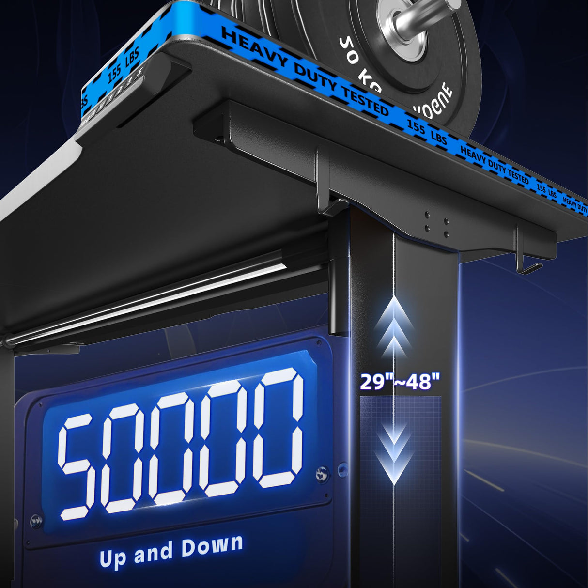 EnHomee Electric Gaming Standing Desk with LED Lights,48 x 24 Inch Height Adjustable Computer Desk with 3 Memory Preset,Gaming Sit Stand Desk with Storage Side Pocket and Cable Management,Black EnHomee