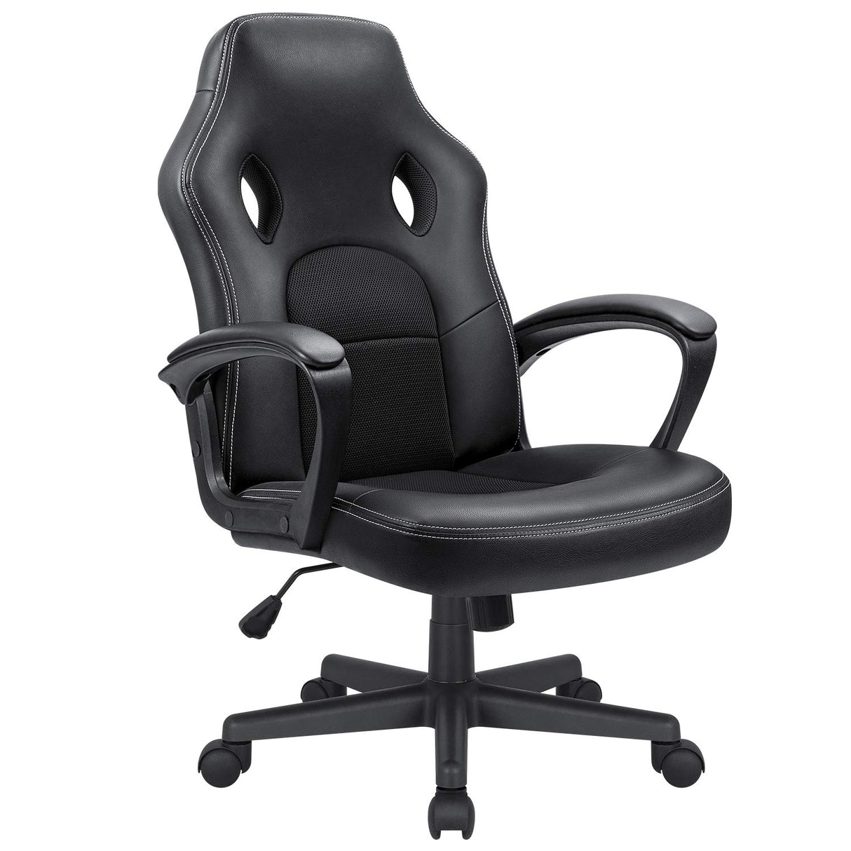 KaiMeng Office Gaming Chair High Back Leather Computer Chairs Ergonomic Height Adjustable Racing Game Desk Chair Executive Conference Task Chair (Black) KaiMeng