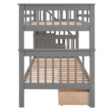 Harper & Bright Designs Twin Over Twin Bunk Bed with Stairs and Drawers, Solid Wood Stairway Bunk Bed with Storage for Kids Teens Adults, Bedroom, Dorm (Gray) Harper & Bright Designs