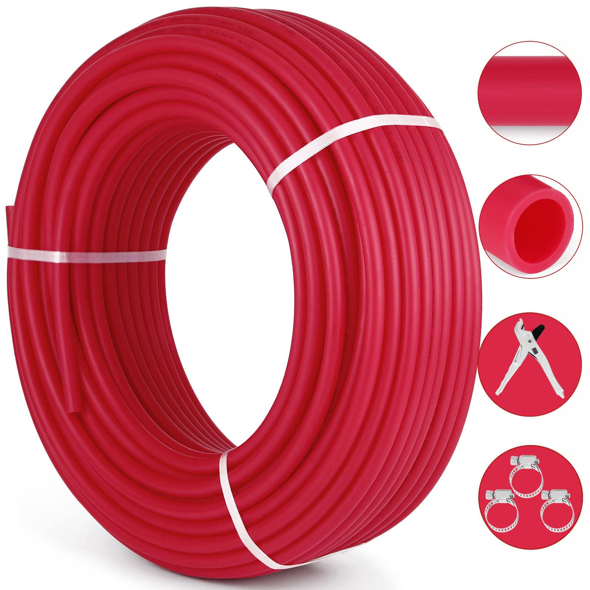 VEVOR Oxygen-Barrier PEX Tubing 300Ft Red 1/2 Inch Radiant Floor PEX Pipe Radiant Heat Floor Heating Plumbing Cold and Hot Water Tubing VEVOR