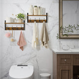 YMYNY Coat Rack Shelf Wall Mounted, Coat Hooks Set of 2, Entryway Coat Hanger with 8 Hooks, 31.5" Wall Floating Shelf with Hat Rack, for Kitchen, Bedroom, Bathroom, Rustic Brown UHWS001H-2 YMYNY