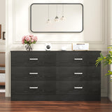 Bigbiglife Wood Dresser for Bedroom, 6 Drawer Double Dresser, Modern Chest of Drawers with Deep Drawers, Large Storage Organizer for Living Room, Closet,15.8" D x 47.2" W x 27.7" H (Black) Bigbiglife