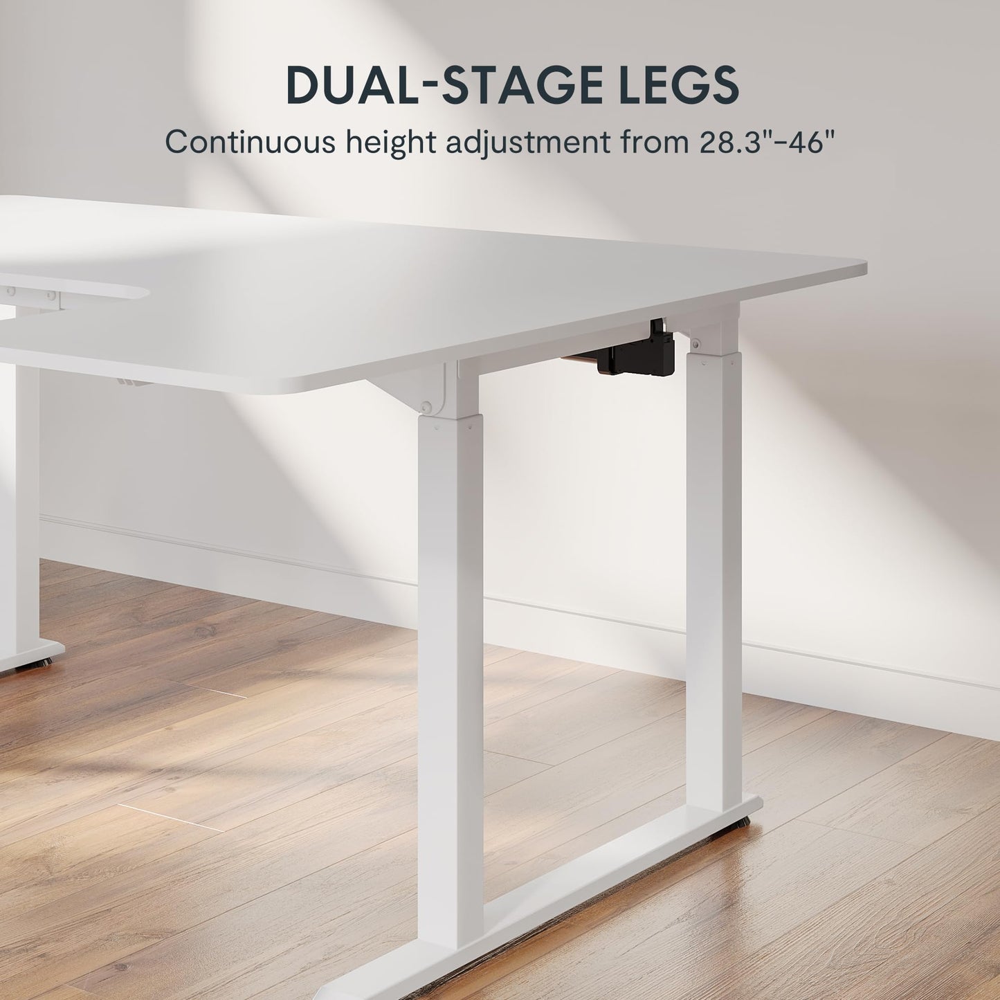 SANODESK L Shaped Standing Desk with Dual Motor 4-Leg Lift, Electric Height Adjustable Desk with Memory Presets for Home Office(71x32 Joint Boards,White) - WoodArtSupply