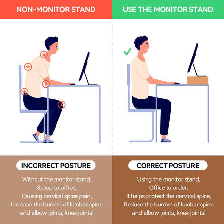 KIRIGEN Monitor Stand Wooden -Desk Stand Wood for Computer/Laptop/TV Printer - Monitor Arms & Stands Desk Riser for Office Organizers - Desktop Workspace Platforms Stands (39,Natural) KIRIGEN