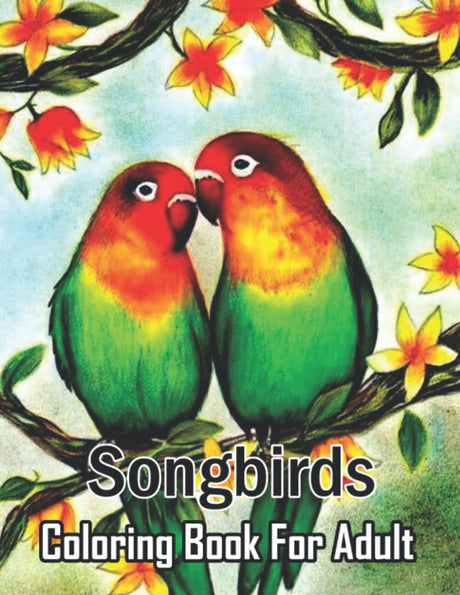 Songbirds Coloring Book For Adult: Teens, Adults and Seniors Coloring Book Featuring Beautiful Birds, Flowers and Nature Scenes for Relaxation, Stress Relief and Majosta