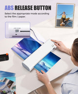 9 Inch Laminator Machine with Never Jam Technology, 40 Laminating Sheets, 4-in-1 A4 Thermal Laminator with Trimmer and Corner Rounder for Office, School, Business and Home Use - White Ibzdi
