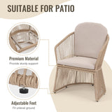 SUNSITT Patio Chairs Set of 4, Woven Wicker Outdoor Dining Chair w/Weather-Resistant Cushions, Modern Bistro Chairs Set of 4 w/Curved Armrest Beige for Garden Balcony Backyard SUNSITT