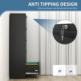 AQY 5 Drawer File Cabinet with Lock,Metal Lateral File Cabinets for Home Office,Steel Wide Filing Organization Storage Cabinets for Hanging Files Letter/Legal/F4/A4 Size(Black) AQY