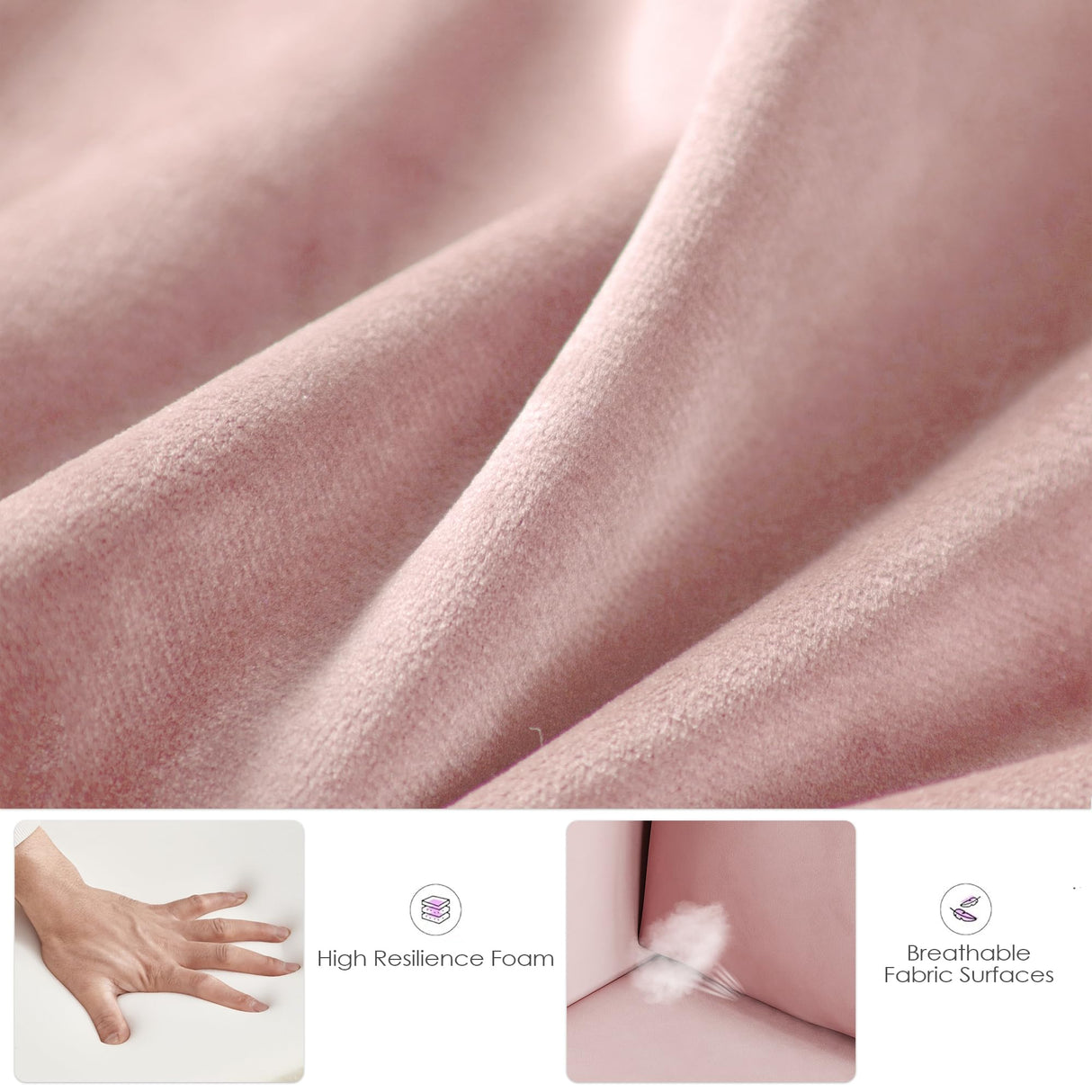 TYBOATLE Sofa Couch Mid Century Modern Small Loveseat for Living Room, 51" W Mini Little Upholstered 2-Seater Love Seats w/Iron Legs for Compact Small Space, Apartment, Bedroom, Dorm, Office (Pink) TYBOATLE