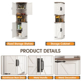 Vabches 64.8" Tall Farmhouse Corner Cabinet with 4 Doors and 5 Storage Shelves, Farmhouse Storage Cabinet with Barn Door Design, Home Space Saver for Living Room, Kitchen, Laundry Room,White Vabches