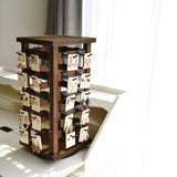 Ikee Design 5 Tiers Easy Assemble Wood Rotating Jewelry Display Tower with 42 Removable Hooks,Spinning Earring Card Storage Display Stand for Store, Showcase, Tradeshow and Home,Brown Color Ikee Design