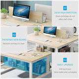 jianghinice Double Desk for Two People, 47 Inch Two Person Desk - Double Computer Desk with Partition and Storage Shelves, Long Office Writing Table Computer Workstation for Home Office (White) jianghinice