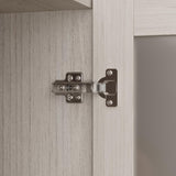 Homsee Armoire Wardrobe Closet with 4 Frosted Glass Doors, Hanging Bars, Shelves & Drawers, Wooden Closet Storage Cabinet for Bedroom, Warm Grey (63”L x 19.7”W x 70.9”H) Homsee