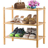 Tohomes 3-Tier Shoe Rack,Shoes Organizer,for Front Door Entrance, Free Standing Shelf Entryway and Closet Hallway, Small Space Stackable Bamboo Multifunctional Racks Tohomes