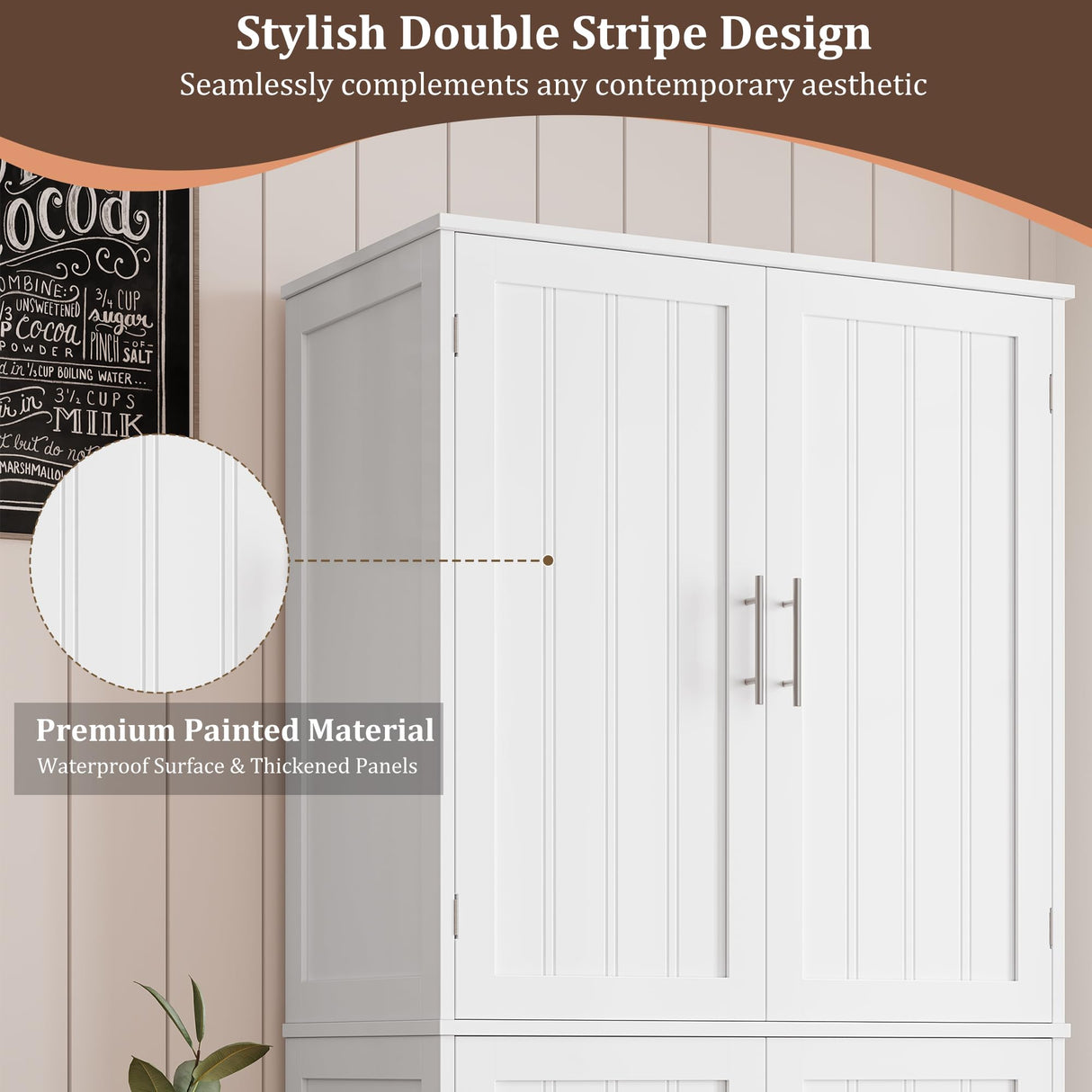 HITHOS 71.3" Tall Kitchen Pantry Storage Cabinet, Modern Hutch Cabinet with Storage Shelves, Food Pantry Cabinet with Storage & Silver Handle, Freestanding Cupboard for Dining Room, Living Room, White HITHOS